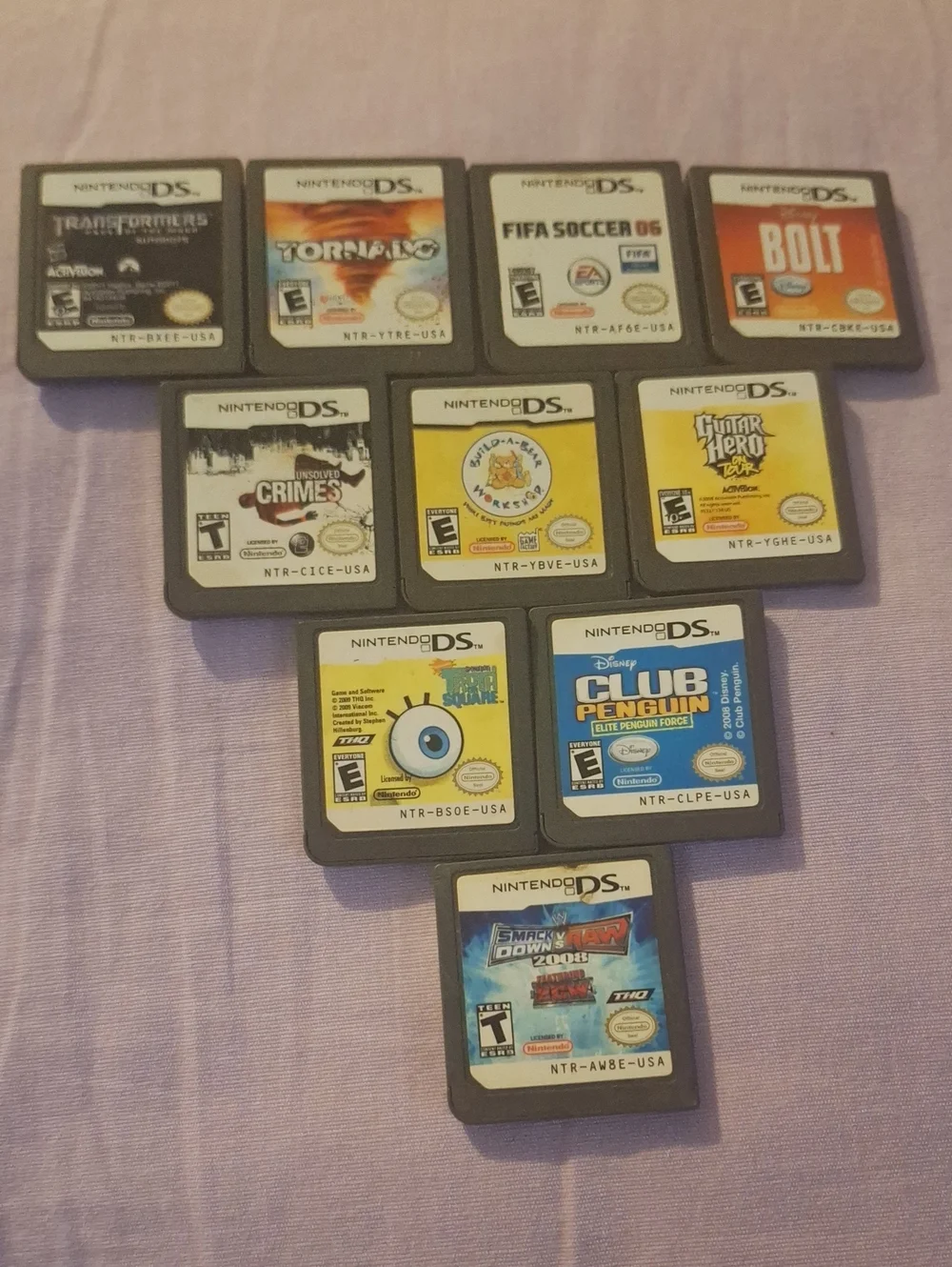 Nintendo DS Game Lot Bundle - 10 games Guitar Hero, Bolt, Transformers (Tested)